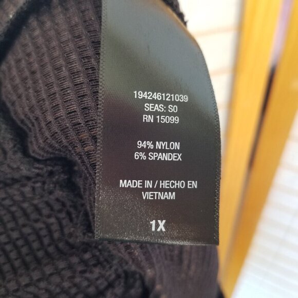 Black Mesh Wide Leg Beach Pants Sheer Waist Tie Nylon Simply Emma Size 1X - Picture 7 of 7